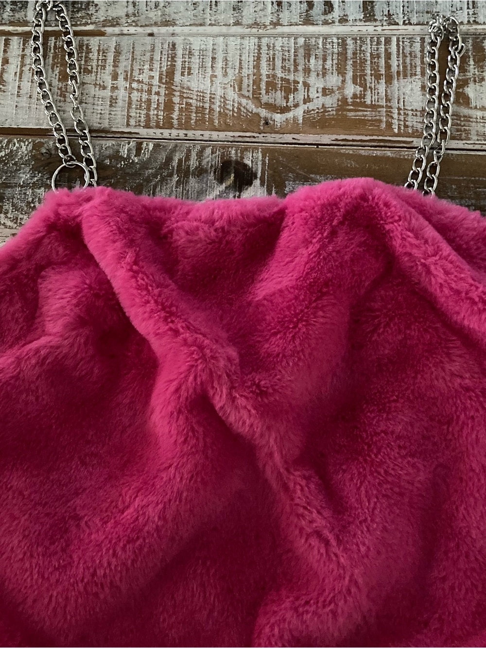 Plush Faux Fur Crop top in Hot Pink